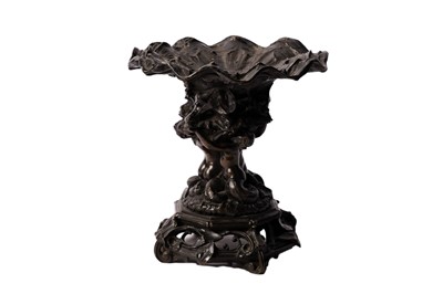 Lot 1396 - A 19th Century patinated bronze tazza or table centrepiece