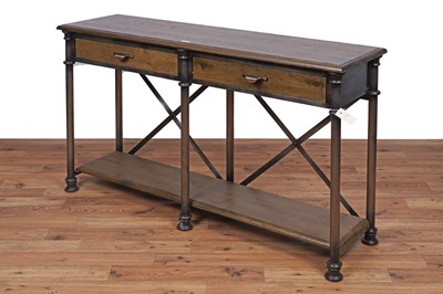 Lot 16 - A industrial style hardwood side table fitted