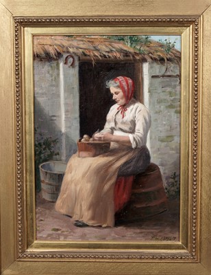 Lot 1006 - Thomas Wood Holgate - Peeling Potatoes | oil