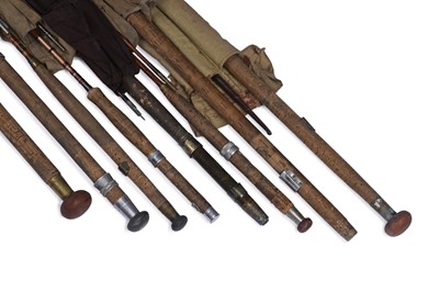 Lot 1798 - A collection of split cane and greenheart fly fishing rods