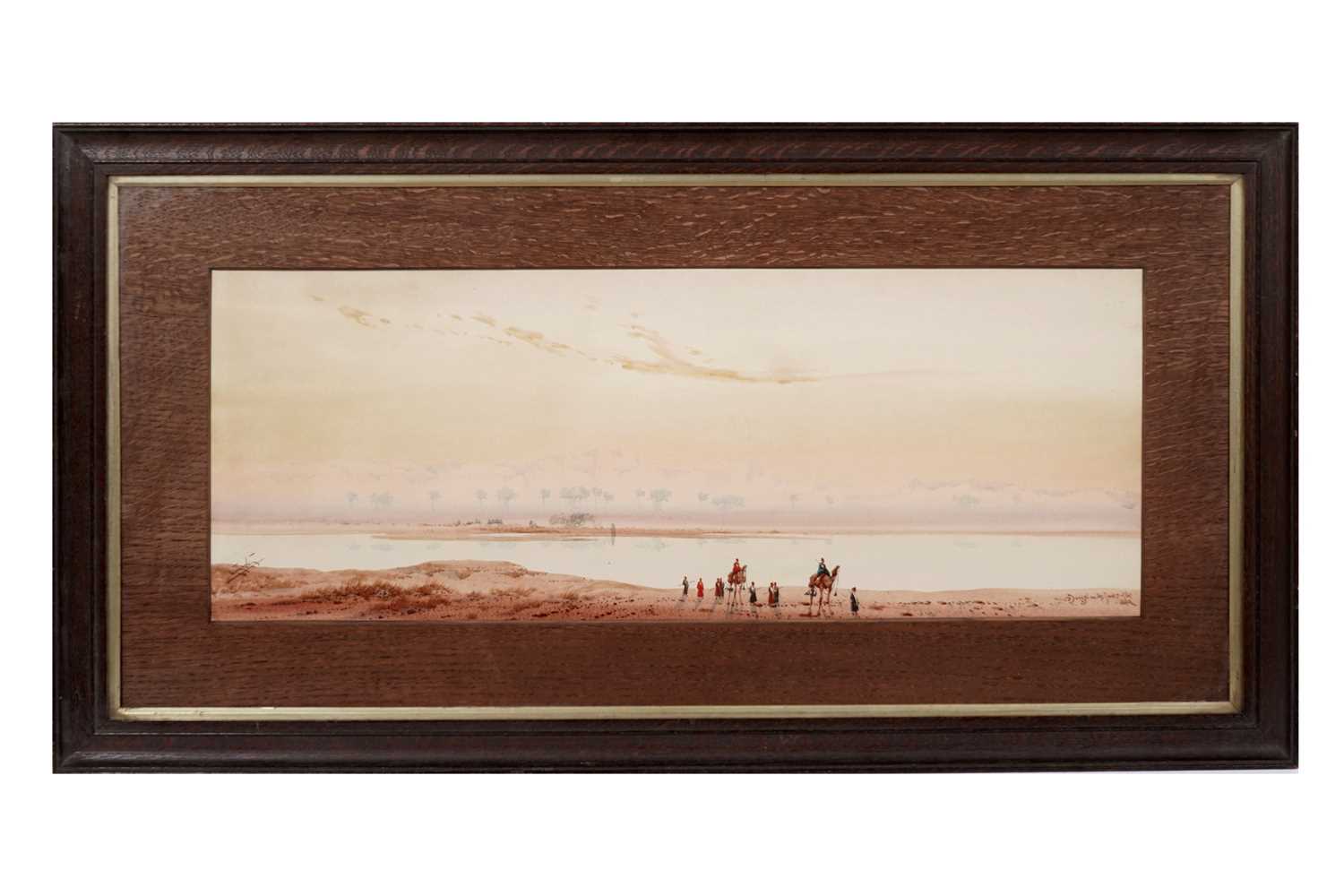 Lot 972 - Augustus Osborne Lamplough - Sunset on the Banks of the Nile | watercolour