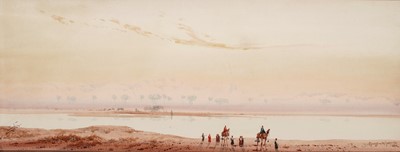 Lot 972 - Augustus Osborne Lamplough - Sunset on the Banks of the Nile | watercolour