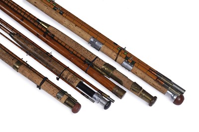 Lot 1758 - A collection of four split cane fishing rods