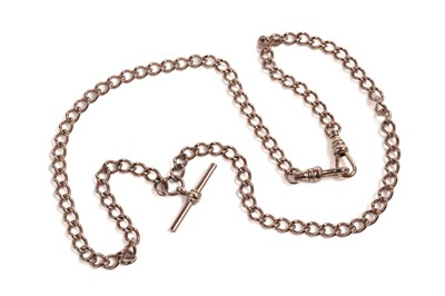 Lot 631 - A 9ct rose gold Albert watch chain or necklace