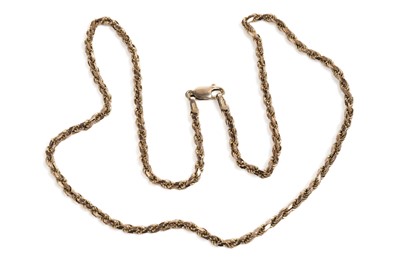 Lot 635 - A yellow gold fancy rope twist chain necklace