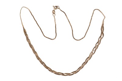 Lot 644 - A 9ct yellow gold fancy woven link chain necklace