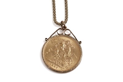 Lot 739 - An Elizabeth II gold sovereign pendant on chain