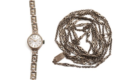 Lot 652 - A yellow gold fancy link guard chain; and a cocktail watch