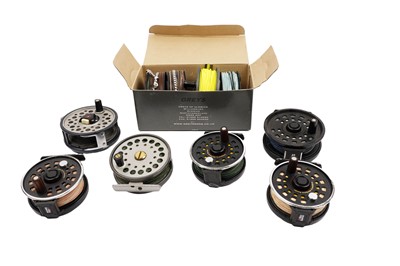 Lot 1829 - A collection of seven fly fishing reels