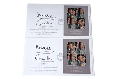 Lot 1329 - King Charles III and Queen Camilla: two autographed Royal Mail First Day Covers