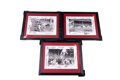 Lot 214 - ﻿Three framed Sunderland vs Leeds United 1973 FA Cup Final prints, signed