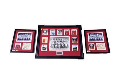 Lot 216 - A signed FA Cup Final May 5th 1973 Sunderland team photograph; and two signed 1973 FA Cup tickets