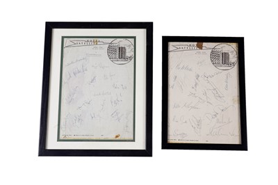 Lot 454 - Football interest: two signed and framed notepad pages for the 1970 Anglo-Italian Cup