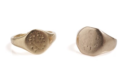 Lot 792 - An 18ct yellow gold signet ring; and another gold signet ring