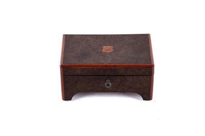 Lot 1247 - A miniature Victorian inlaid burr maple cylinder music box