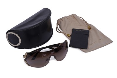 Lot 228 - ﻿A pair of Bulgari sunglasses with black leather Bulgari case