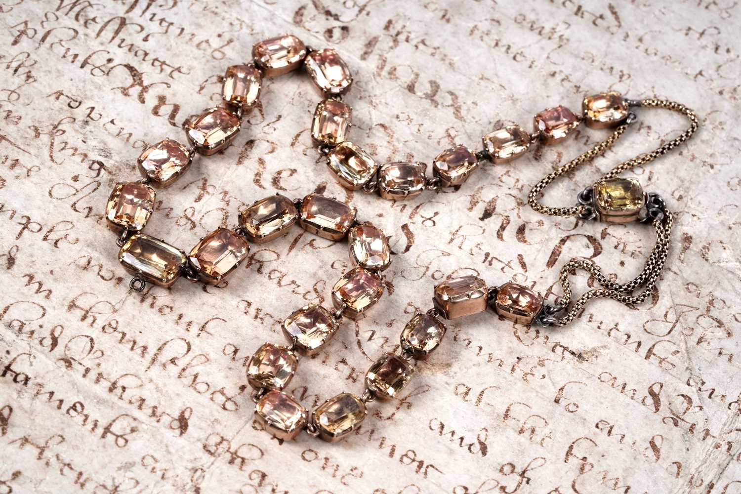 Lot 21 - A 19th Century golden topaz rivière necklace
