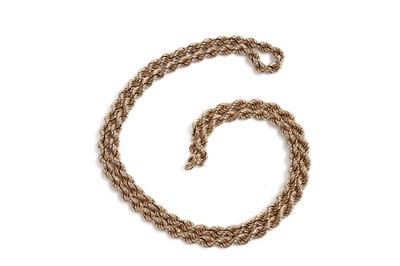 Lot 851 - A 9ct yellow gold fancy link ropetwist chain necklace