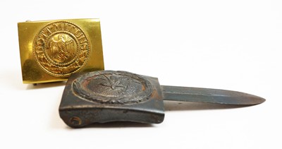 Lot 27 - A Second World War German dress belt buckle and a German pre-Second World War buckle