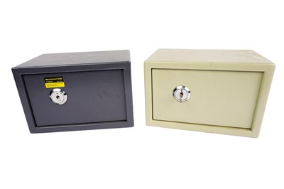 Lot 81 - Two metal tabletop mechanical safes