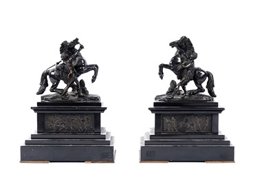 Lot 317 - ﻿After Guillaume Coustou - a pair of Marley Horses figure groups | bronze