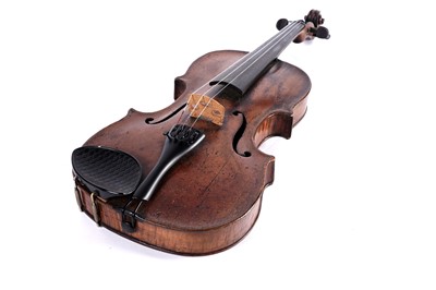 Lot 28 - A cased violin, with bow