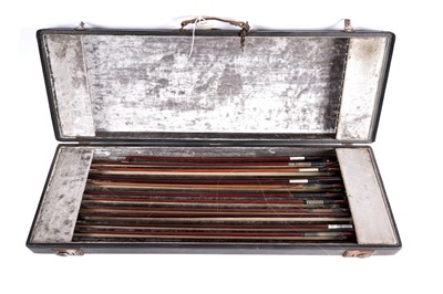 Lot 29 - A violin bow case and selection of thirteen bows