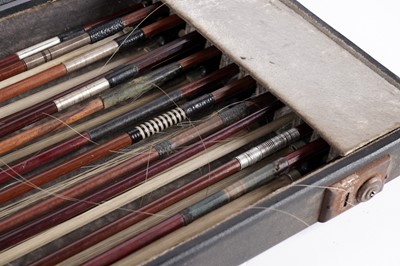Lot 29 - A violin bow case and selection of thirteen bows