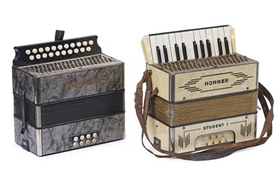 Lot 578 - A Hohner Student I 8 bass accordion; and another similar