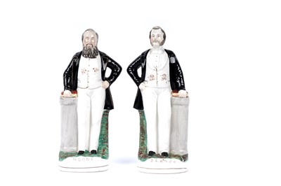 Lot 395 - A pair Staffordshire figures Moody and Sankey