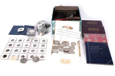 Lot 1216 - George III and William IV half crowns; two Victoria shillings; and other items