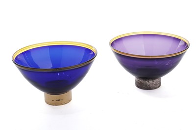 Lot 953 - Two silver mounted glass bowls by Michael James Hunter of Twists Glass Studio, Selkirk