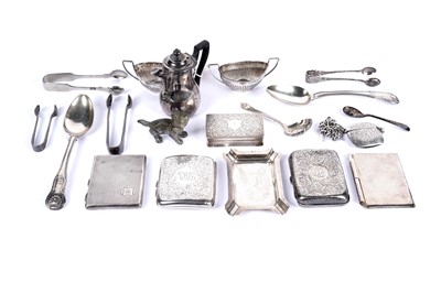 Lot 1053 - A selection of silver; and two items of plated ware