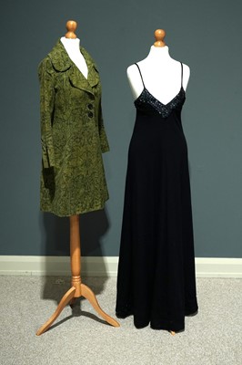 Lot 1533 - London fashion: a 1970s BIBA sequin dress; and a 1960's Victorian Revival frock coat by Elle