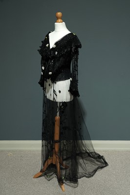 Lot 1504 - A Belle Epoque Edwardian black lace dress