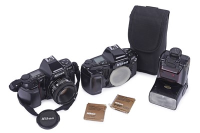 Lot 389 - Two Nikon auto-focus cameras; and other accessories