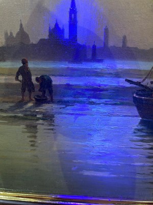 Lot 1018 - Giulio Cecchini Prichard - Fishermen on the Venetian coast | oil