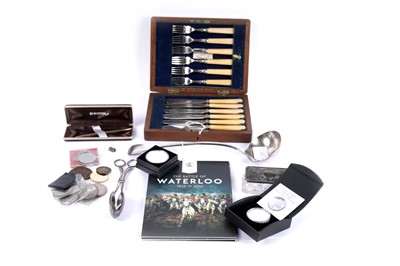 Lot 269 - A collection of coins and silver and plated wares