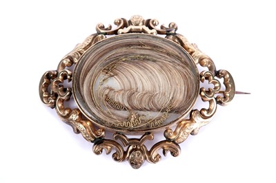 Lot 893 - A Victorian gold and hairwork mourning brooch