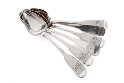 Lot 1101 - A George IV set of six teaspoons