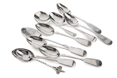 Lot 1102 - A collection of George III and later teaspoons