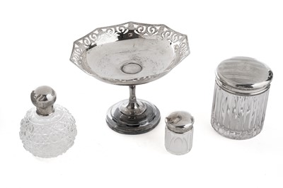 Lot 945 - A George VI silver tazza; and three silver mounted cut-glass items