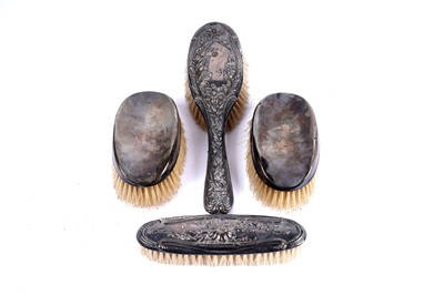 Lot 253 - Silver mounted dressing table accessories