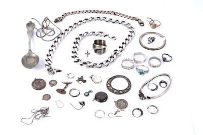 Lot 914 - A silver belcher link of heavy curb links; and a selection of other silver items