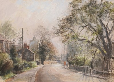 Lot 78 - Walter Holmes - North Road, looking towards St Mary's, Ponteland | pastel