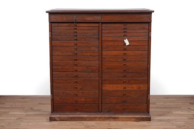 Lot 87 - An early 20th Century stained pine specimen chest of drawers