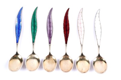 Lot 996 - A set of six Norwegian silver teaspoons