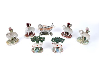 Lot 400 - Four Staffordshire sheep; and two other items