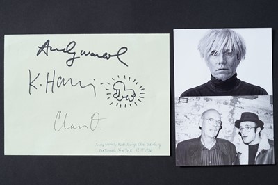 Lot 704 - Andy Warhol Keith Haring and Claes Oldenburg signed autographs