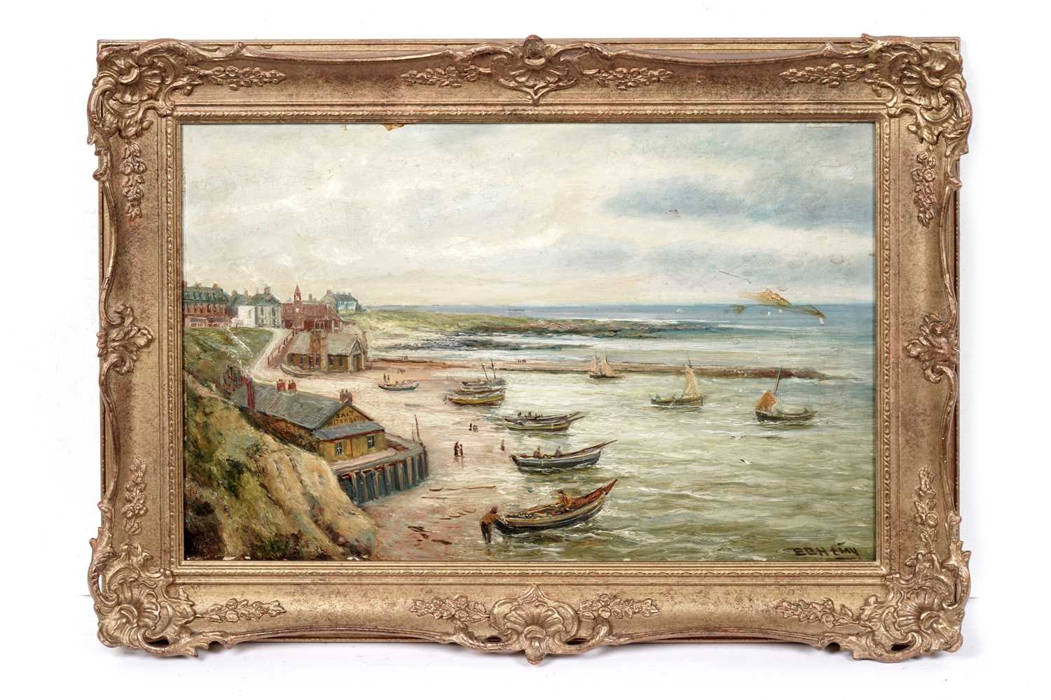 Lot 1013 - Bernard Benedict Hemy - Cullercoats Village | oil